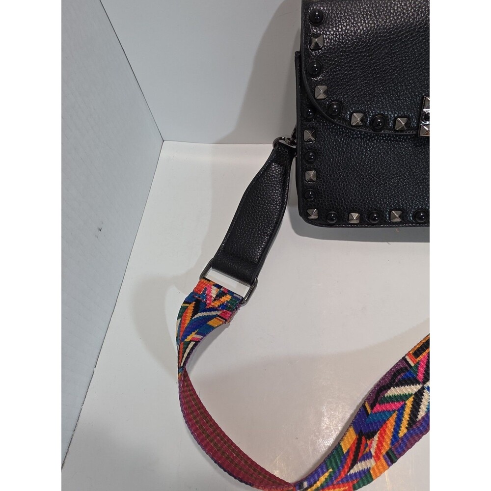 MERSI Vegan Crossbody Bag Multicolor Guitar Strap Black Studded - Picture 4 of 9